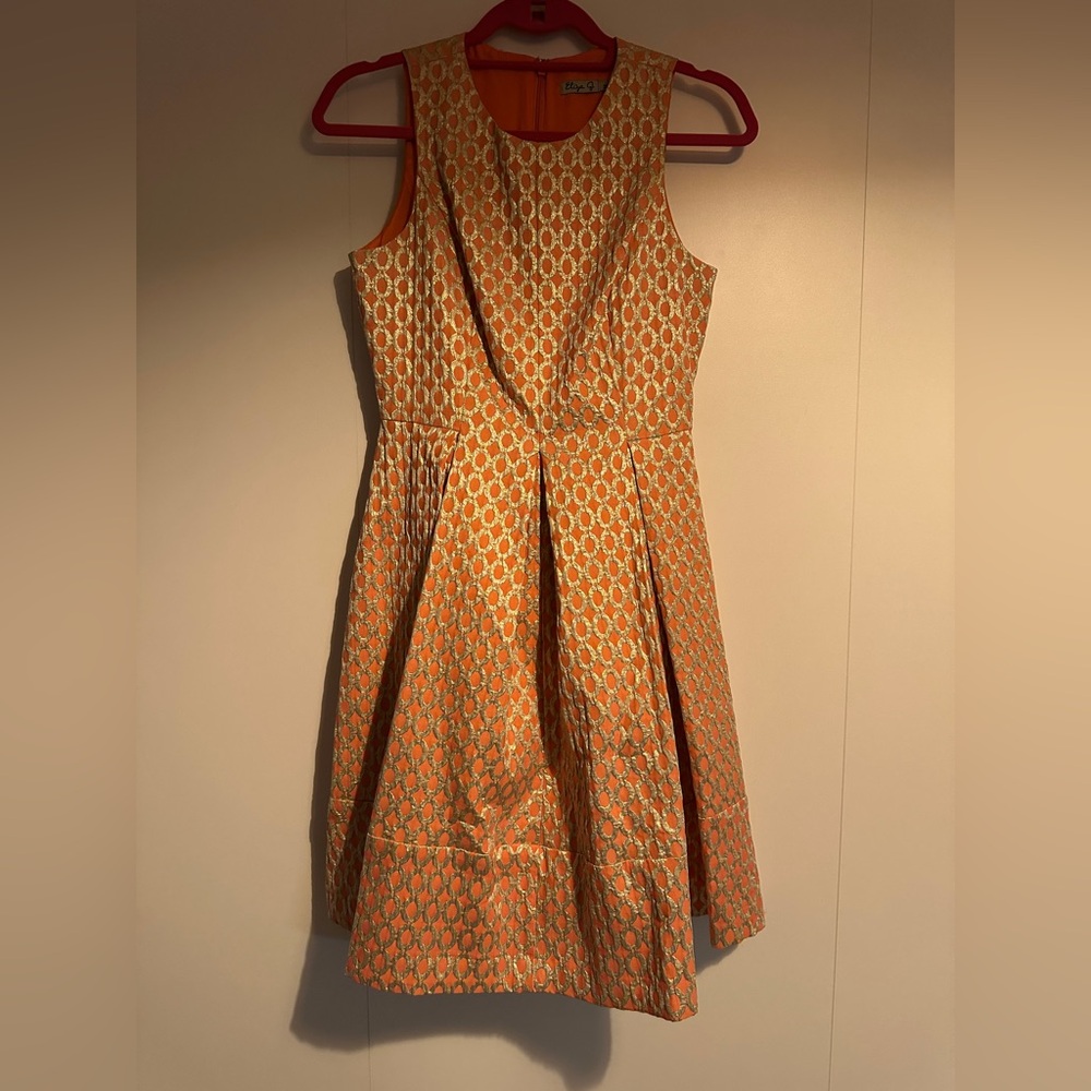 Eliza J Orange and White Midi Dress